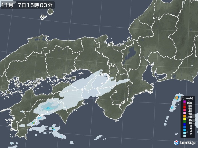 近畿地方の雨雲レーダー(2022年11月07日)