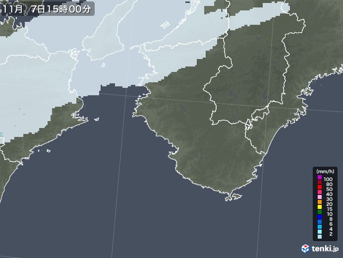 和歌山県の雨雲レーダー(2022年11月07日)