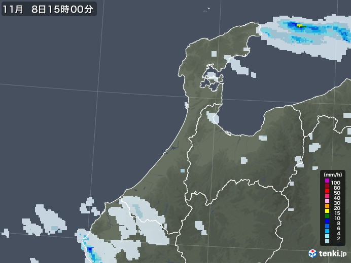 石川県の雨雲レーダー(2022年11月08日)
