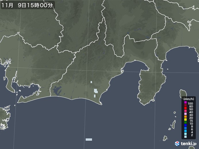 静岡県の雨雲レーダー(2022年11月09日)