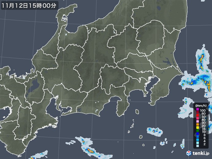関東・甲信地方の雨雲レーダー(2022年11月12日)