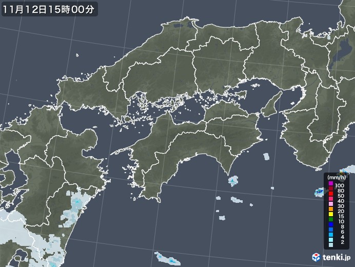 四国地方の雨雲レーダー(2022年11月12日)