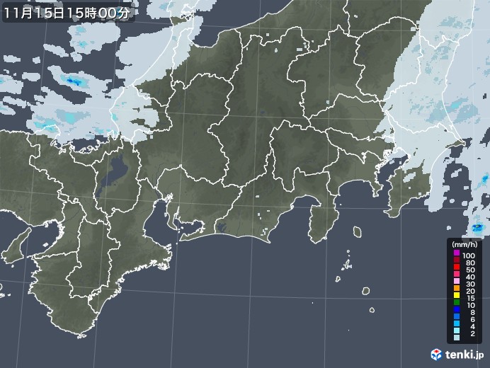 東海地方の雨雲レーダー(2022年11月15日)