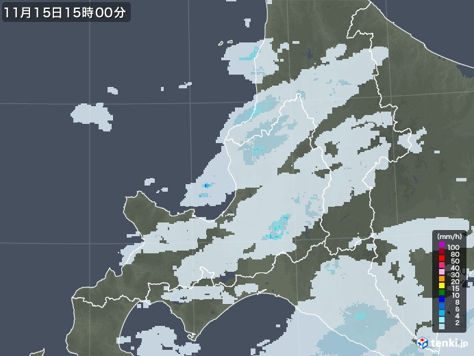道央の雨雲レーダー(2022年11月15日)