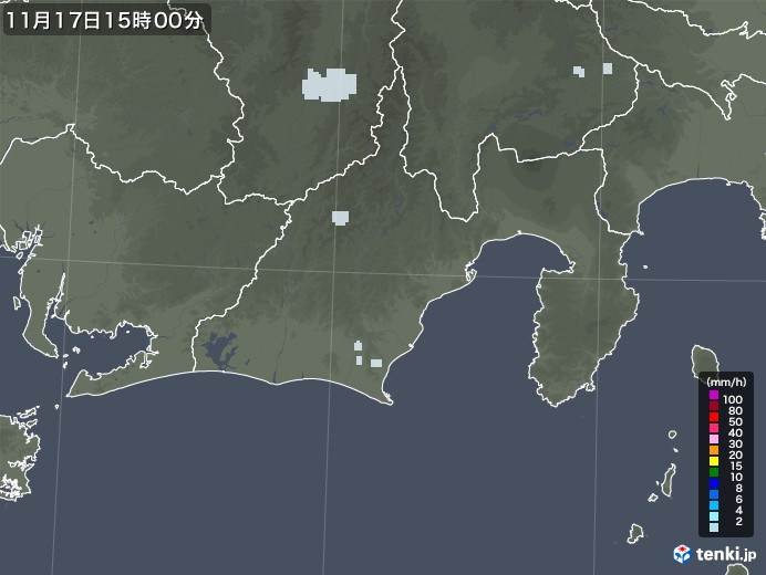 静岡県の雨雲レーダー(2022年11月17日)