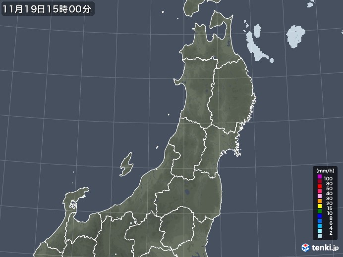 東北地方の雨雲レーダー(2022年11月19日)