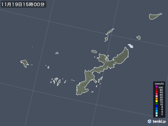 沖縄県の雨雲レーダー(2022年11月19日)
