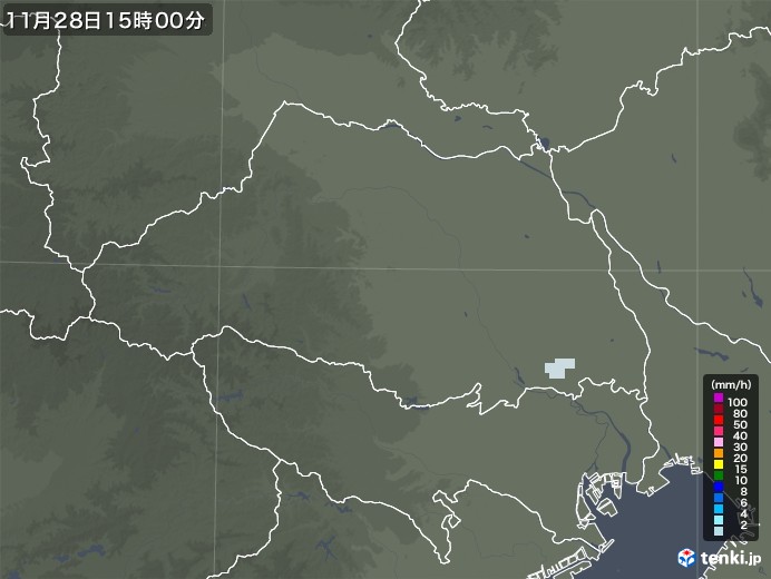 埼玉県の雨雲レーダー(2022年11月28日)
