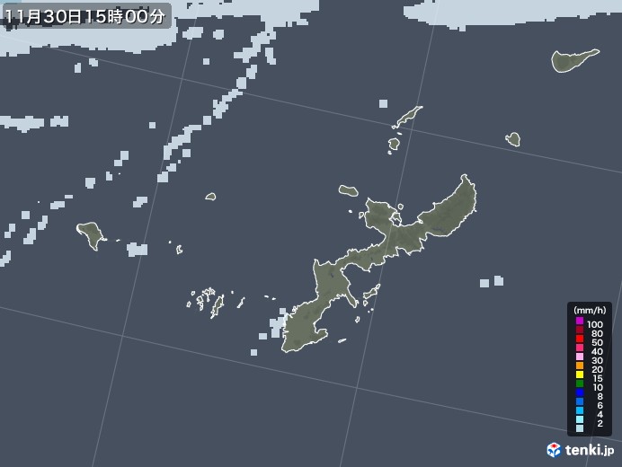 沖縄県の雨雲レーダー(2022年11月30日)