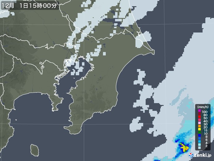 千葉県の雨雲レーダー(2022年12月01日)