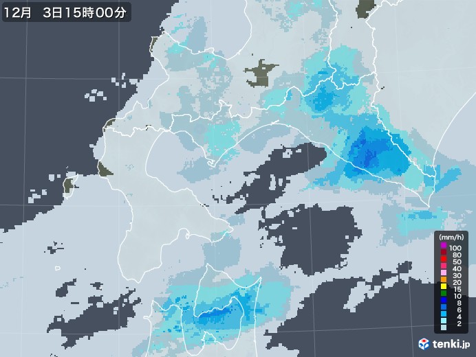 道南の雨雲レーダー(2022年12月03日)