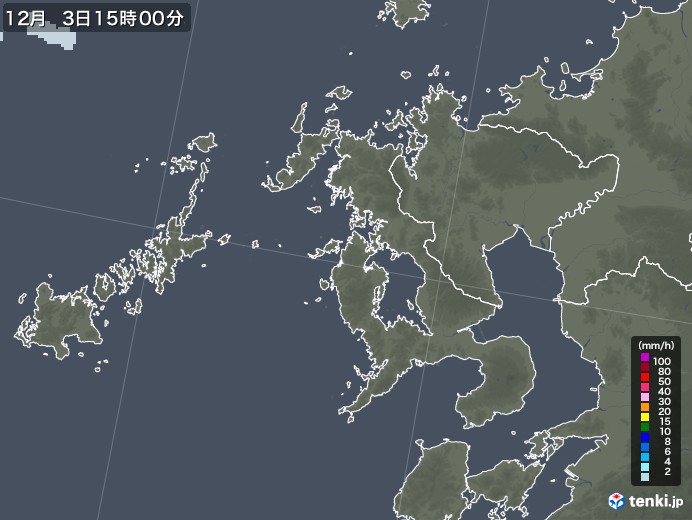 長崎県の雨雲レーダー(2022年12月03日)