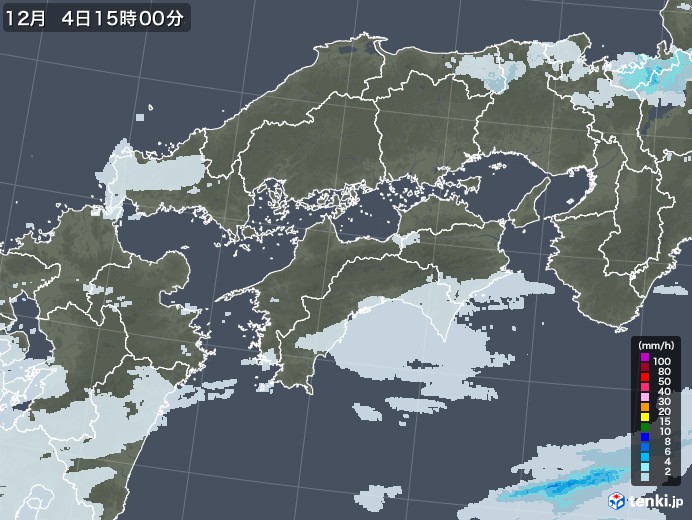 四国地方の雨雲レーダー(2022年12月04日)