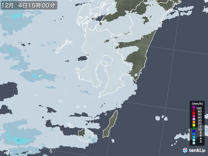 鹿児島県の雨雲レーダー(2022年12月04日)