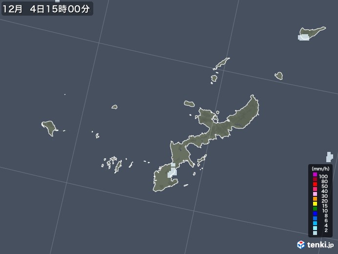 沖縄県の雨雲レーダー(2022年12月04日)