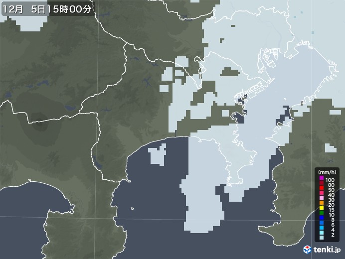 神奈川県の雨雲レーダー(2022年12月05日)