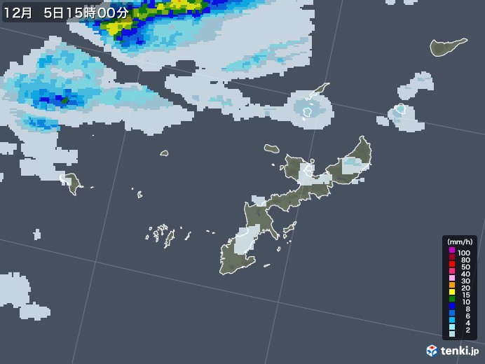 沖縄県の雨雲レーダー(2022年12月05日)