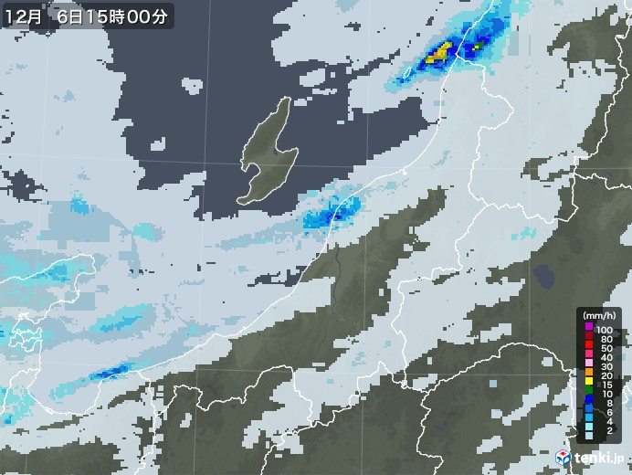 新潟県の雨雲レーダー(2022年12月06日)
