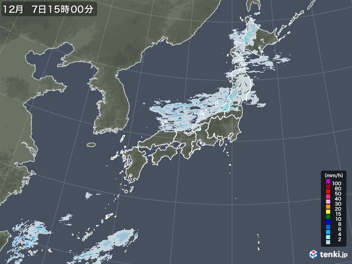 雨雲レーダー(2022年12月07日)