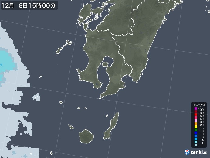 鹿児島県の雨雲レーダー(2022年12月08日)