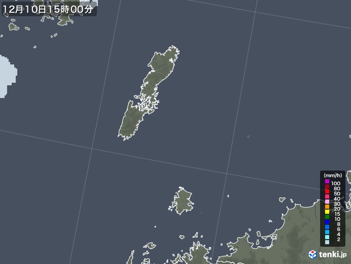壱岐・対馬(長崎県)の雨雲レーダー(2022年12月10日)
