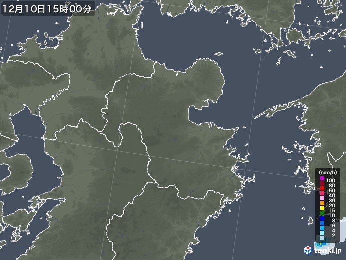 大分県の雨雲レーダー(2022年12月10日)