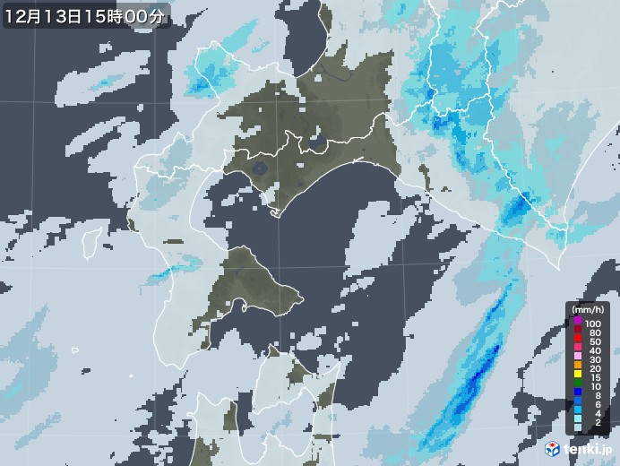 道南の雨雲レーダー(2022年12月13日)