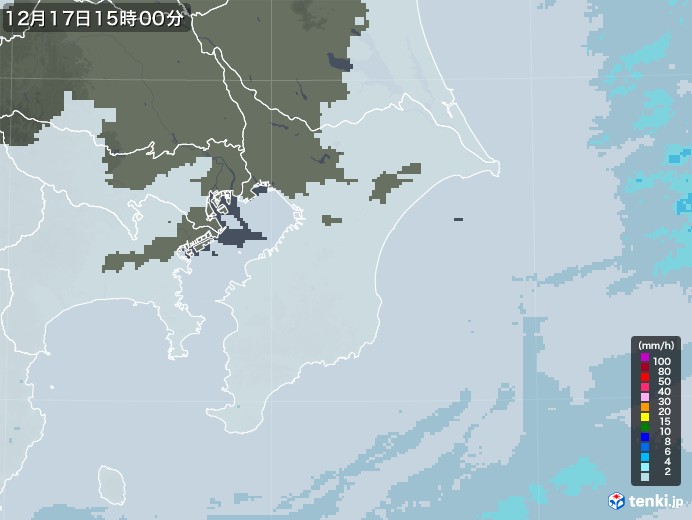 千葉県の雨雲レーダー(2022年12月17日)