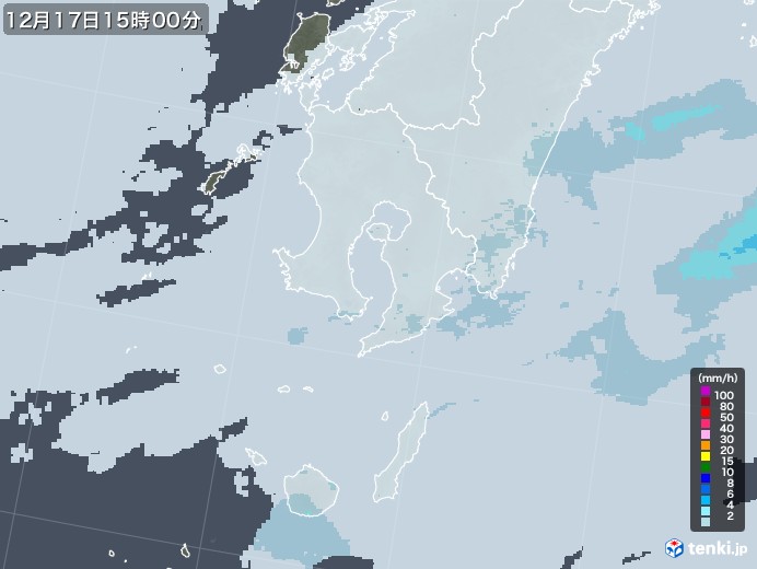 鹿児島県の雨雲レーダー(2022年12月17日)