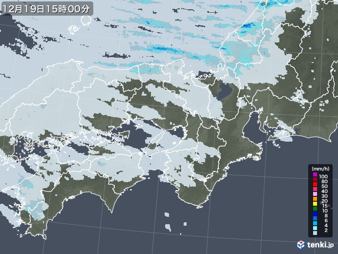 近畿地方の雨雲レーダー(2022年12月19日)