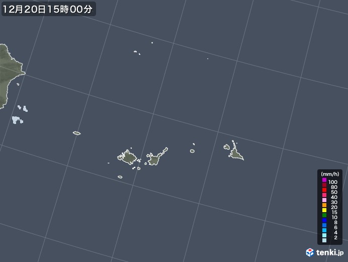 宮古・石垣・与那国(沖縄県)の雨雲レーダー(2022年12月20日)