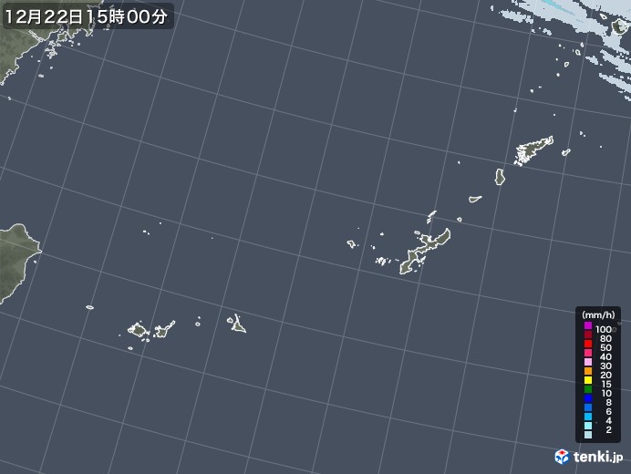 沖縄地方の雨雲レーダー(2022年12月22日)