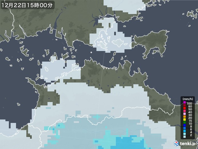 香川県の雨雲レーダー(2022年12月22日)