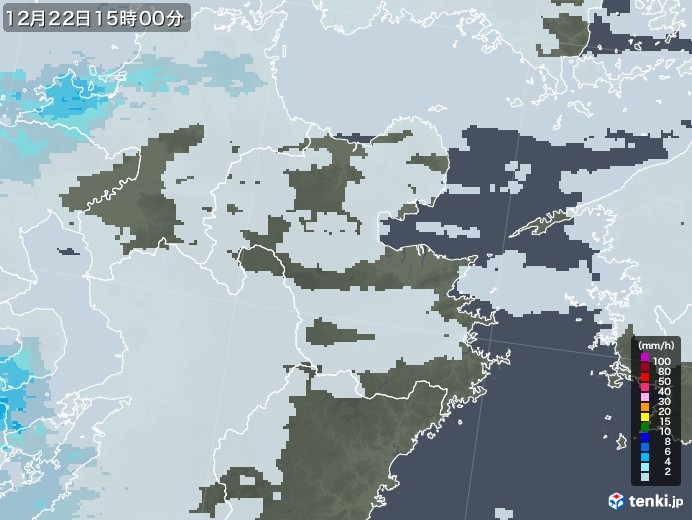 大分県の雨雲レーダー(2022年12月22日)