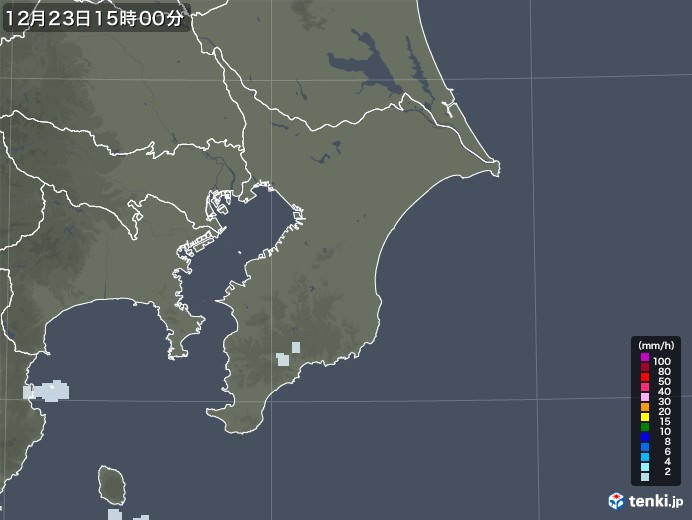 千葉県の雨雲レーダー(2022年12月23日)