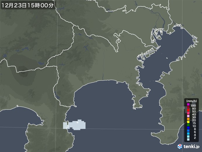 神奈川県の雨雲レーダー(2022年12月23日)