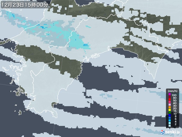 高知県の雨雲レーダー(2022年12月23日)