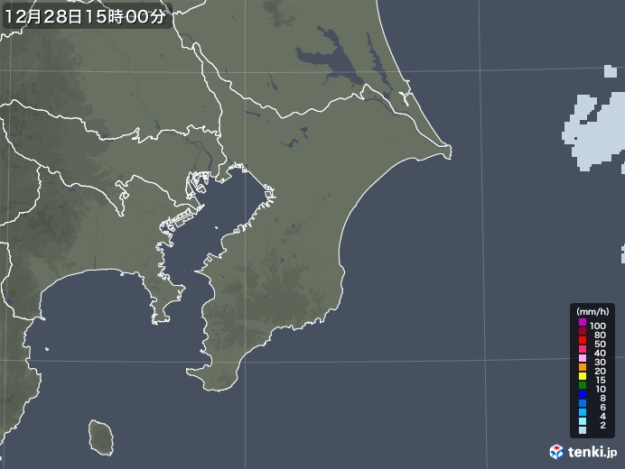 千葉県の雨雲レーダー(2022年12月28日)