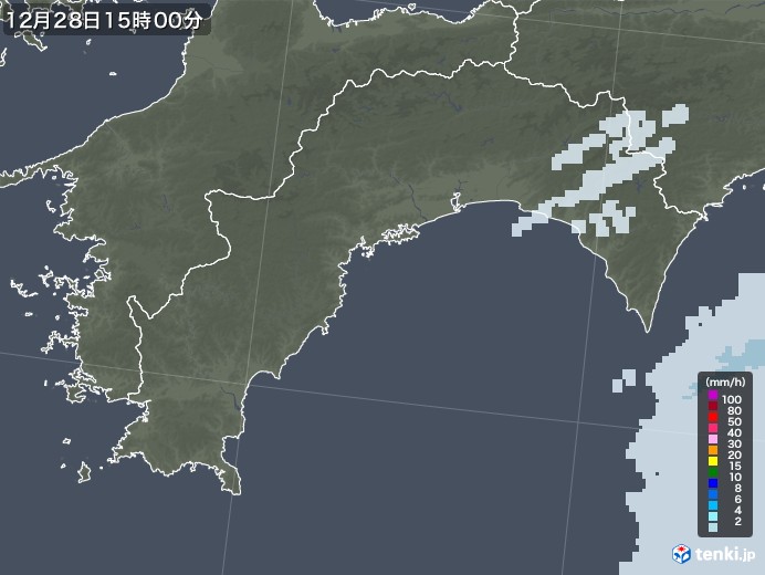 高知県の雨雲レーダー(2022年12月28日)