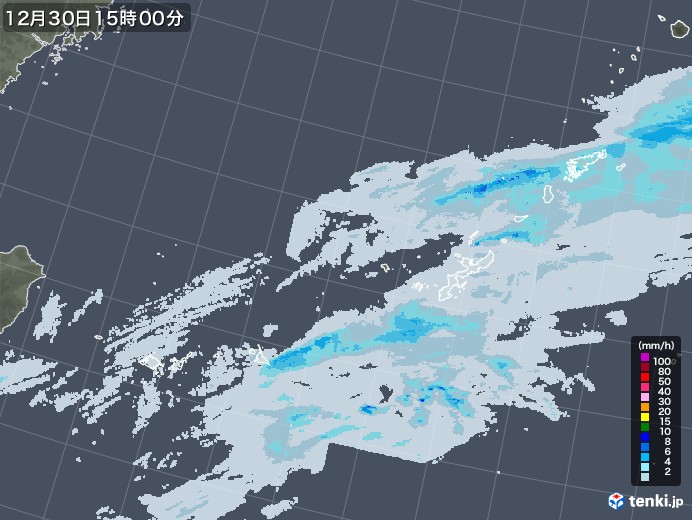 沖縄地方の雨雲レーダー(2022年12月30日)