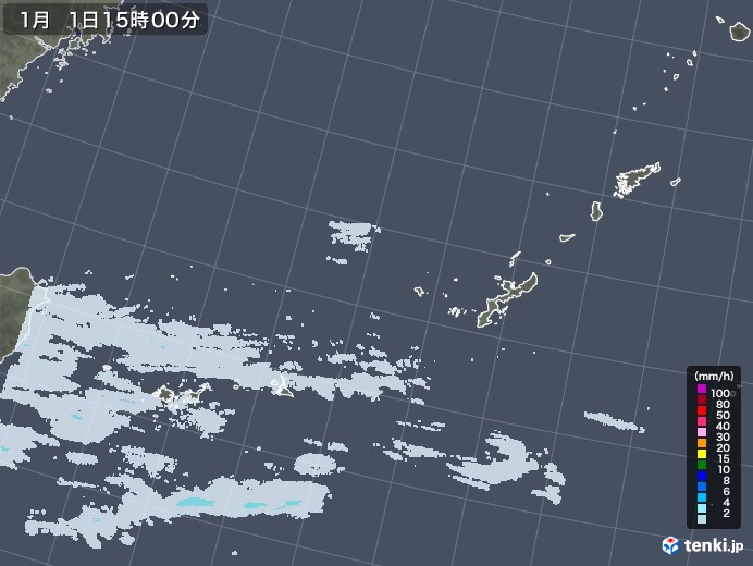 沖縄地方の雨雲レーダー(2023年01月01日)