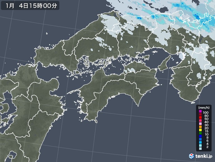 四国地方の雨雲レーダー(2023年01月04日)