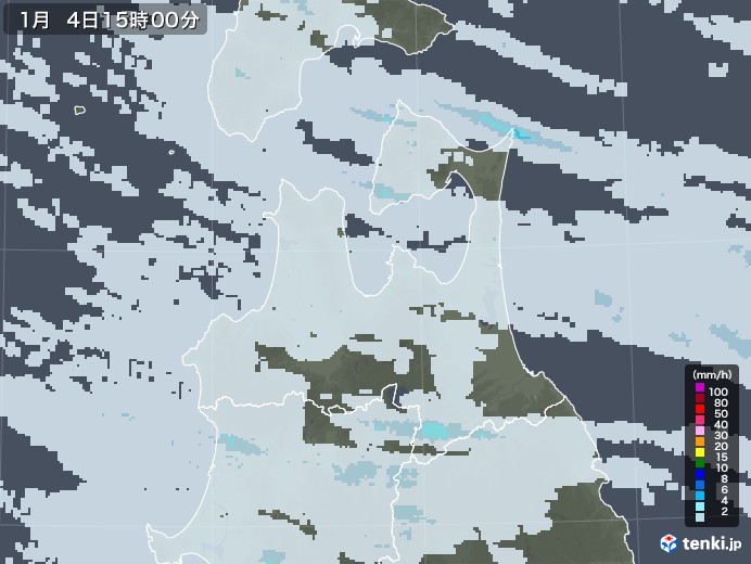青森県の雨雲レーダー(2023年01月04日)