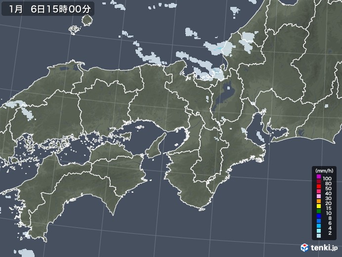 近畿地方の雨雲レーダー(2023年01月06日)