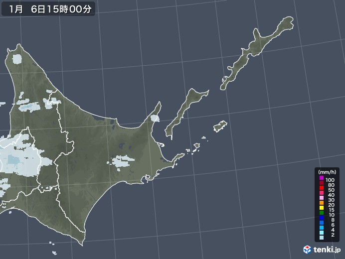 道東の雨雲レーダー(2023年01月06日)