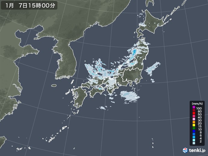 雨雲レーダー(2023年01月07日)