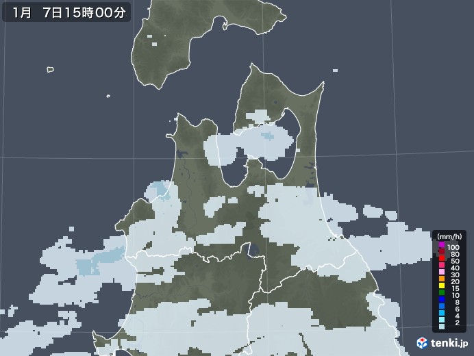 青森県の雨雲レーダー(2023年01月07日)