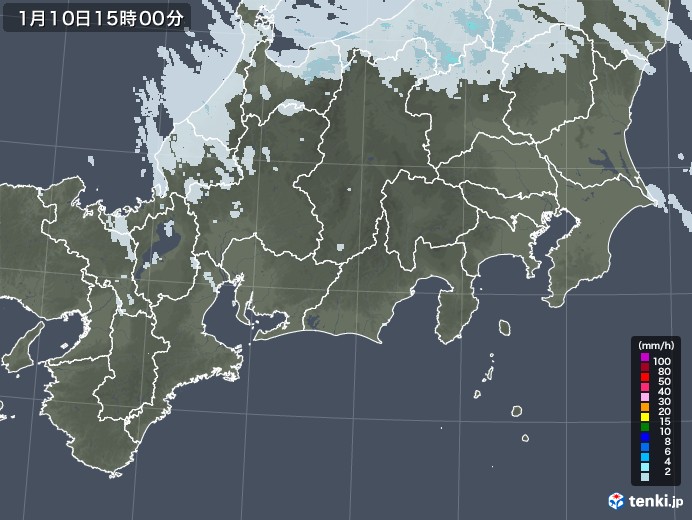 東海地方の雨雲レーダー(2023年01月10日)