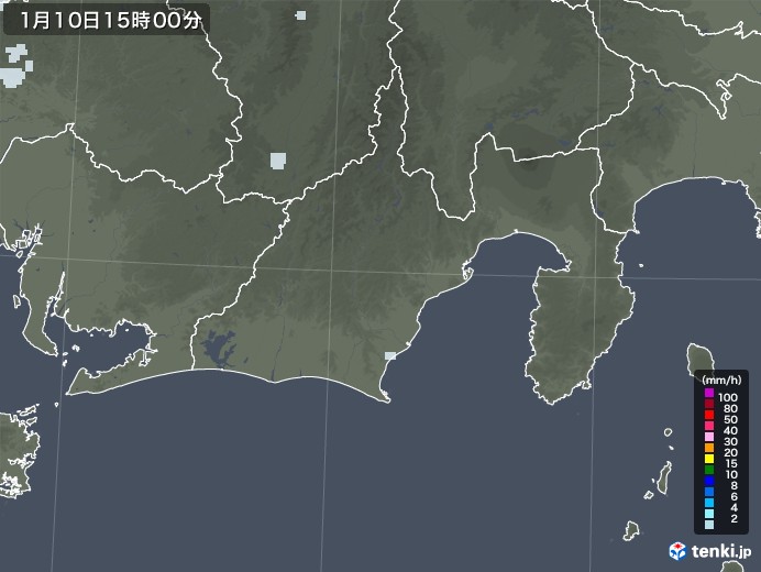 静岡県の雨雲レーダー(2023年01月10日)