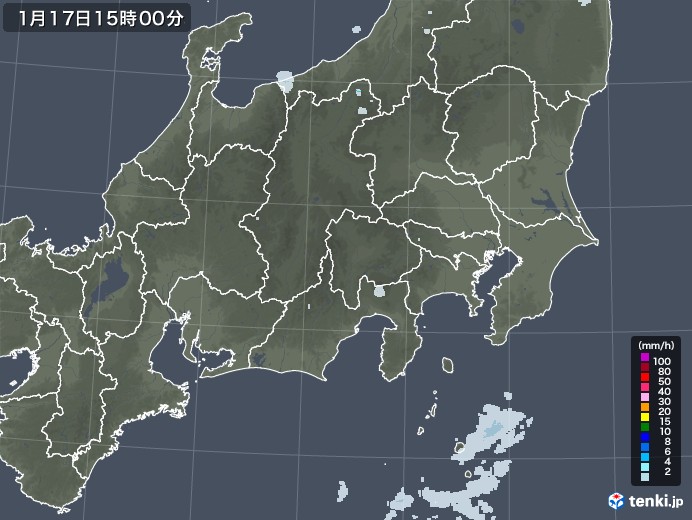 関東・甲信地方の雨雲レーダー(2023年01月17日)